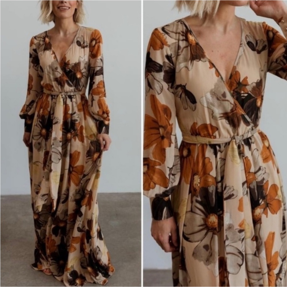 Baltic Born Lydia Floral Maxi Dress in Brown and Orange